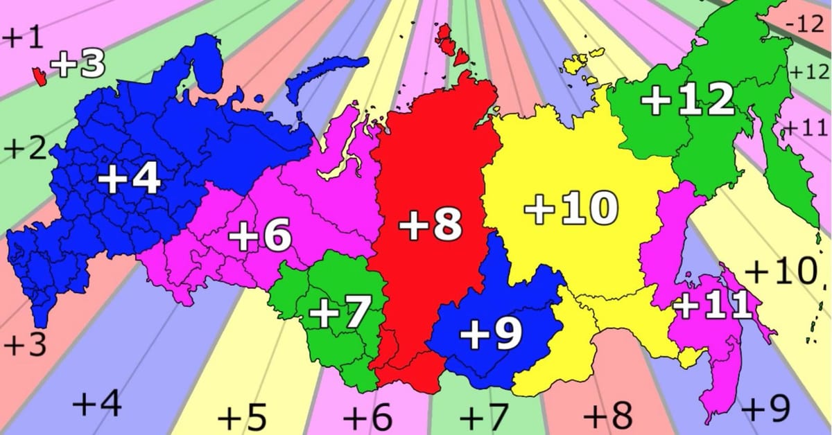 时区的俄罗斯地图