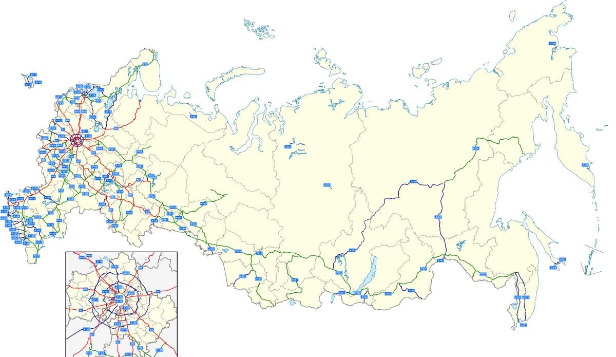 地图的俄罗斯高速公路
