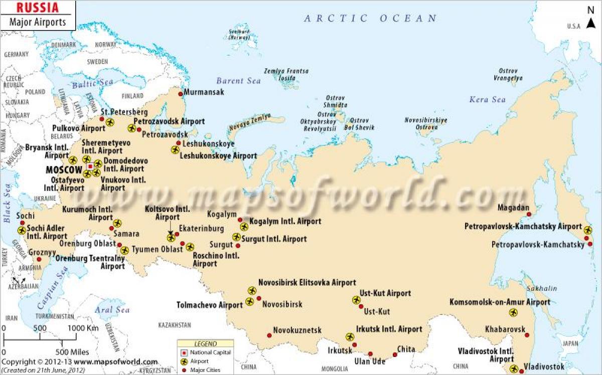 俄罗斯机场的地图