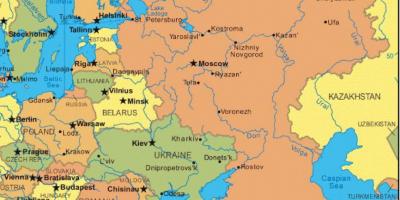 东欧和俄罗斯的地图